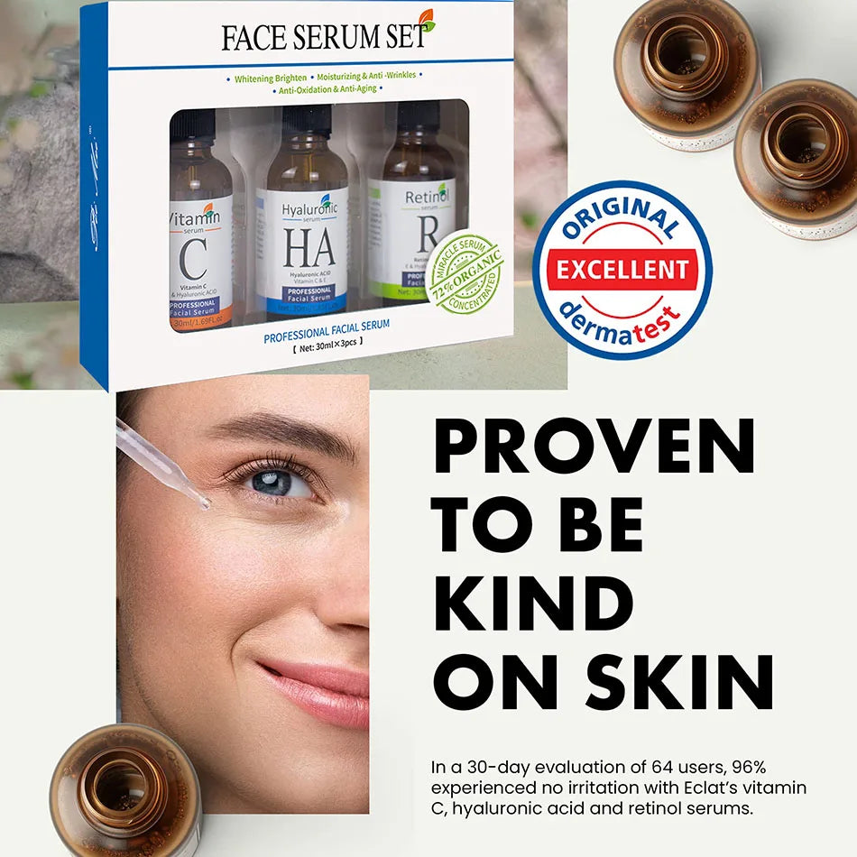 Sueros faciales, juego de cuidado de la piel, vitamina C, ácido hialurónico, suero de Retinol para reafirma la cara, suero hidratante iluminador para cara Se