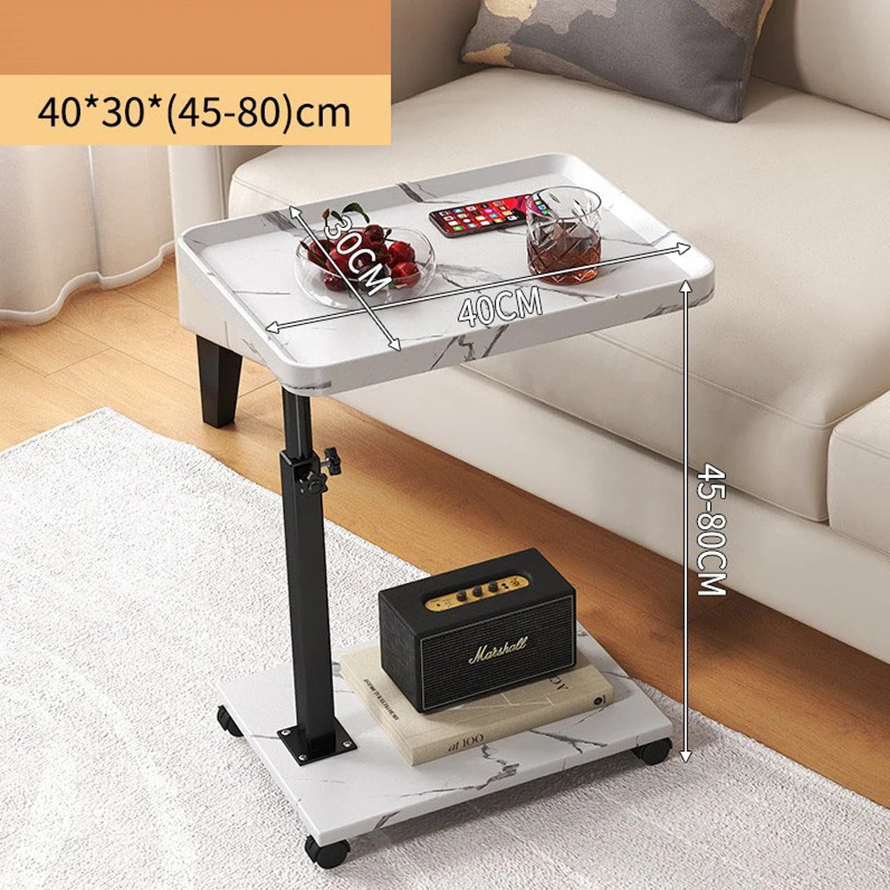 Carro rodante ajustable, mesita de noche, escritorio para ordenador portátil, cama médica para el hogar, bandeja de comida 360 °   Mesa giratoria para sofá y oficina en casa