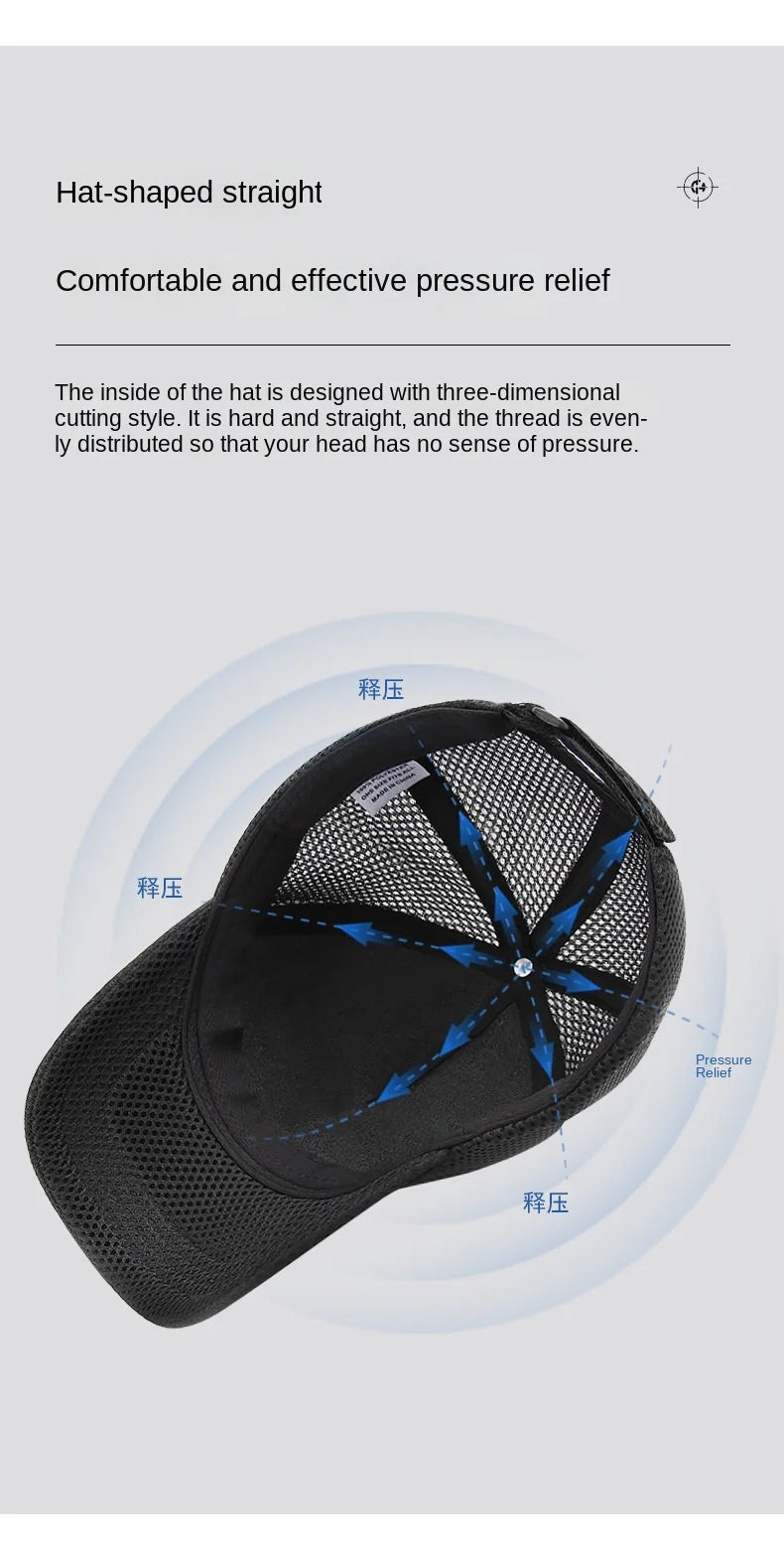 Gorra de béisbol de malla de verano de talla grande de cabeza grande para hombres y mujeres gorra transpirable de camionero ajustable para deportes al aire libre correr