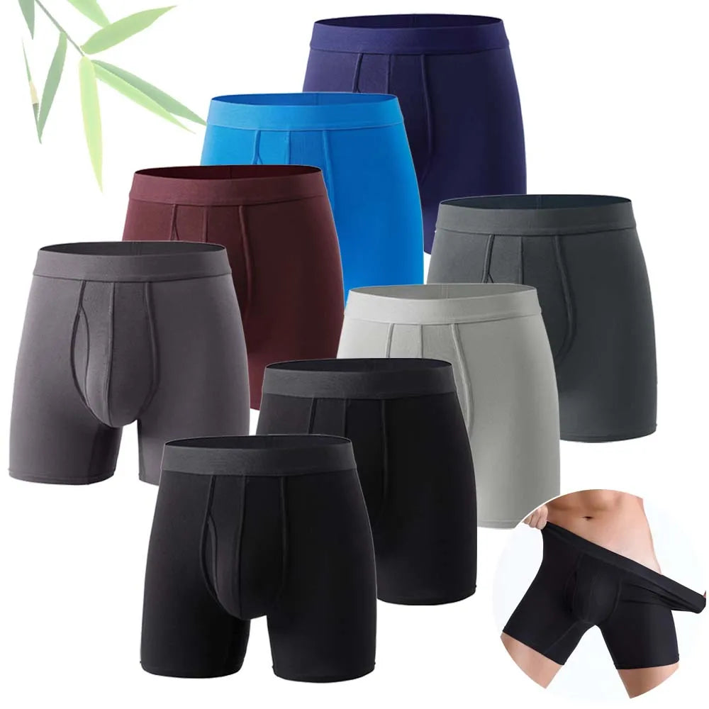 Calzoncillos de fibra de bambú para hombre, Boxer largo transpirable, ropa de tacto suave, ropa interior masculina convexa en U, ropa interior anti-enrollamiento, 8 Uds.