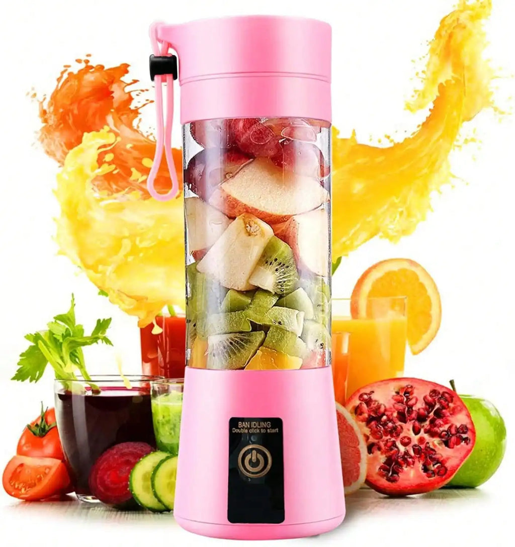 Exprimidor portátil con carga USB de 12 cuchillas, mini licuadora personal de 500 ml, máquina eléctrica para hacer batidos, mezclador compacto recargable para batidos, bebidas de frutas y verduras, uso en viajes, hogar, of