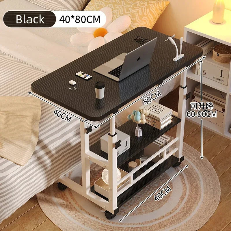 Escritorio para ordenador portátil ajustable Simple con ruedas, mesita de noche móvil, mesa elevadora para ordenador, escritorio para dormitorio, oficina, mesa de estudio portátil