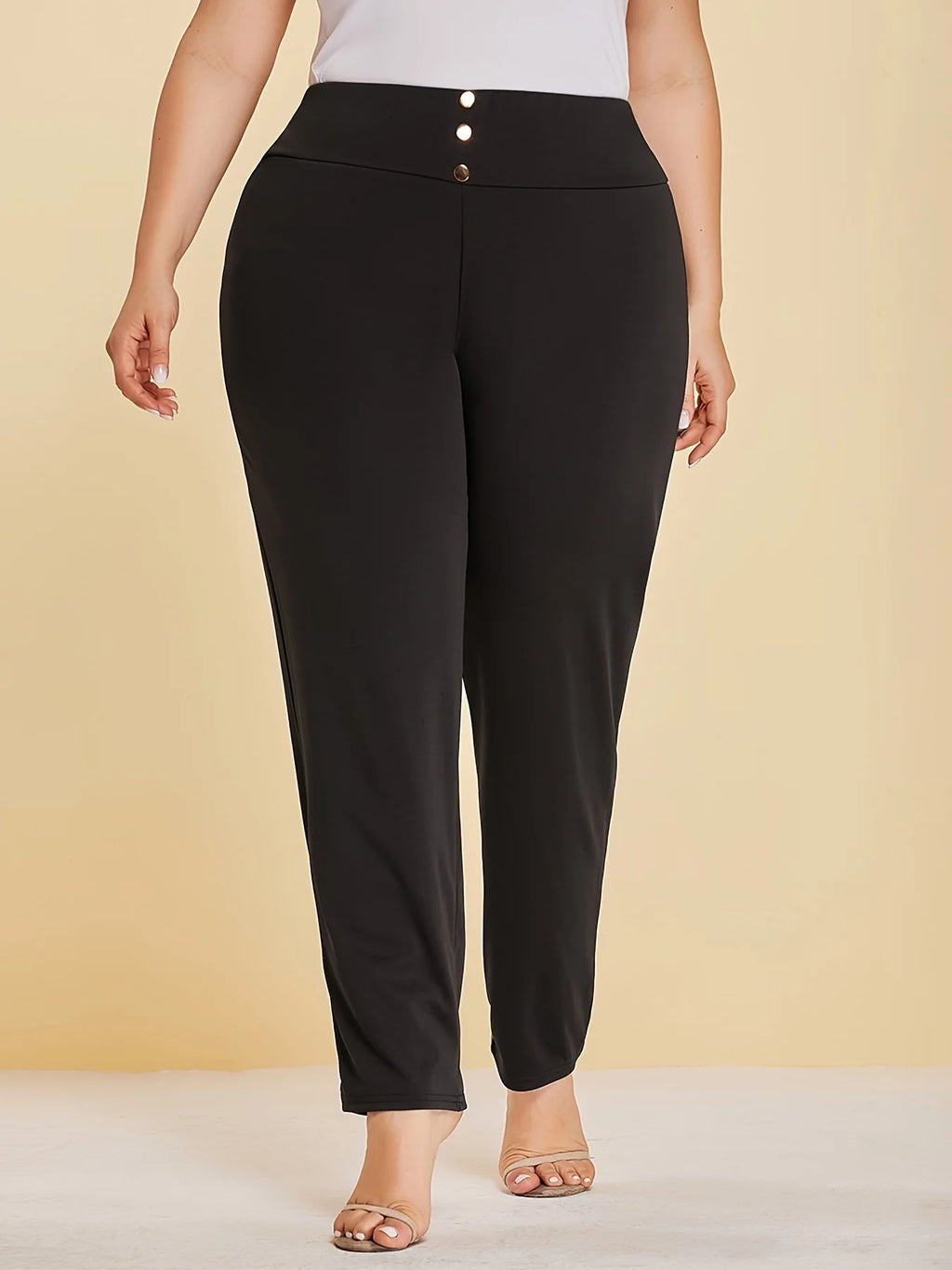 Otoño e Invierno nuevas mujeres de talla grande tejido de punto modelos casuales diseño de hendidura pantalones rectos