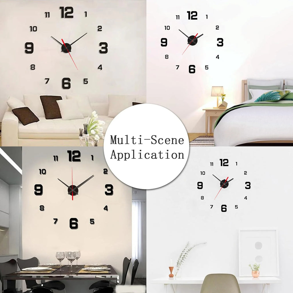 Reloj colgante de pared DIY sin marco creativo 3D, pegatinas de pared, reloj Digital silencioso para el hogar, decoración de pared para sala de estar y oficina