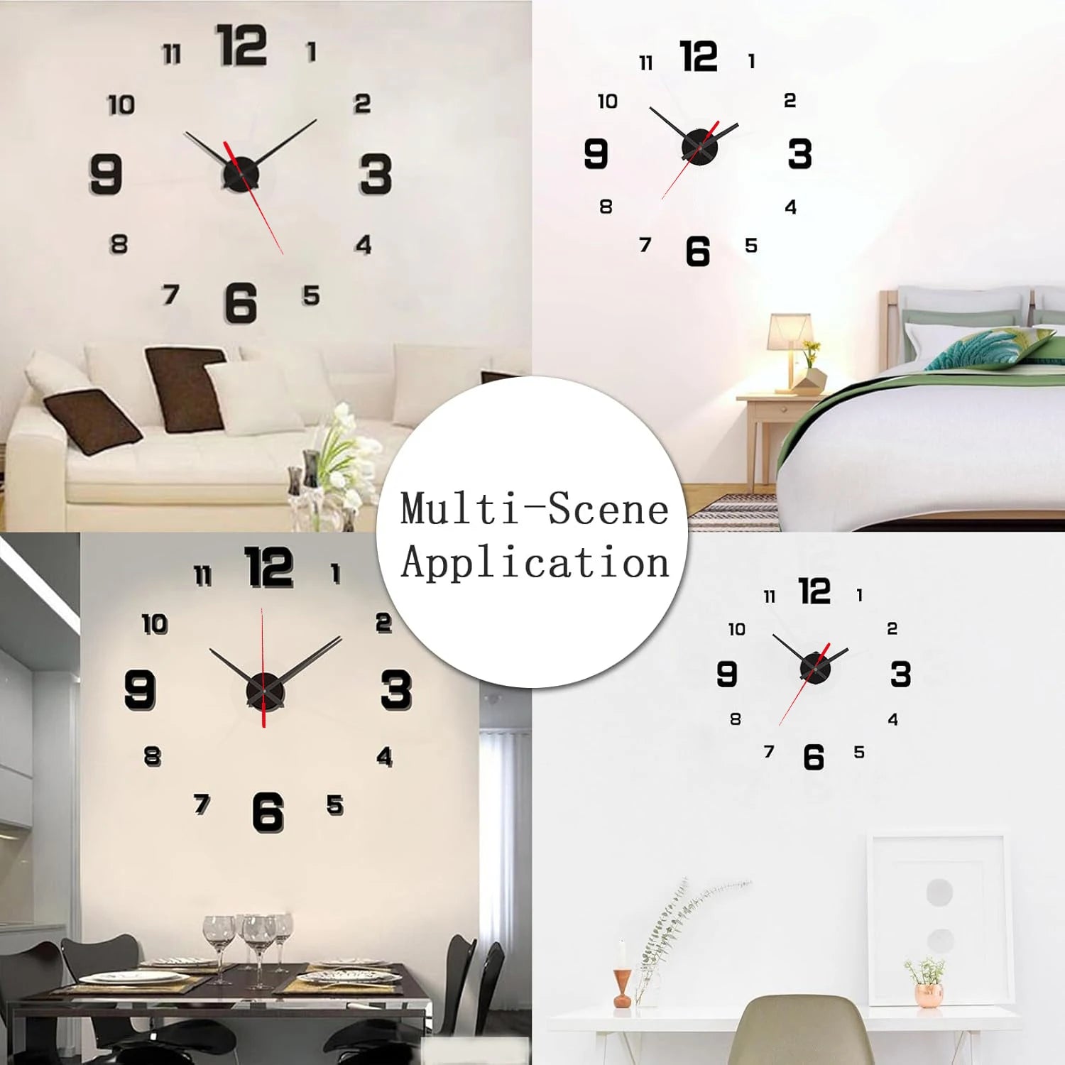 Reloj colgante de pared DIY sin marco creativo 3D, pegatinas de pared, reloj Digital silencioso para el hogar, decoración de pared para sala de estar y oficina