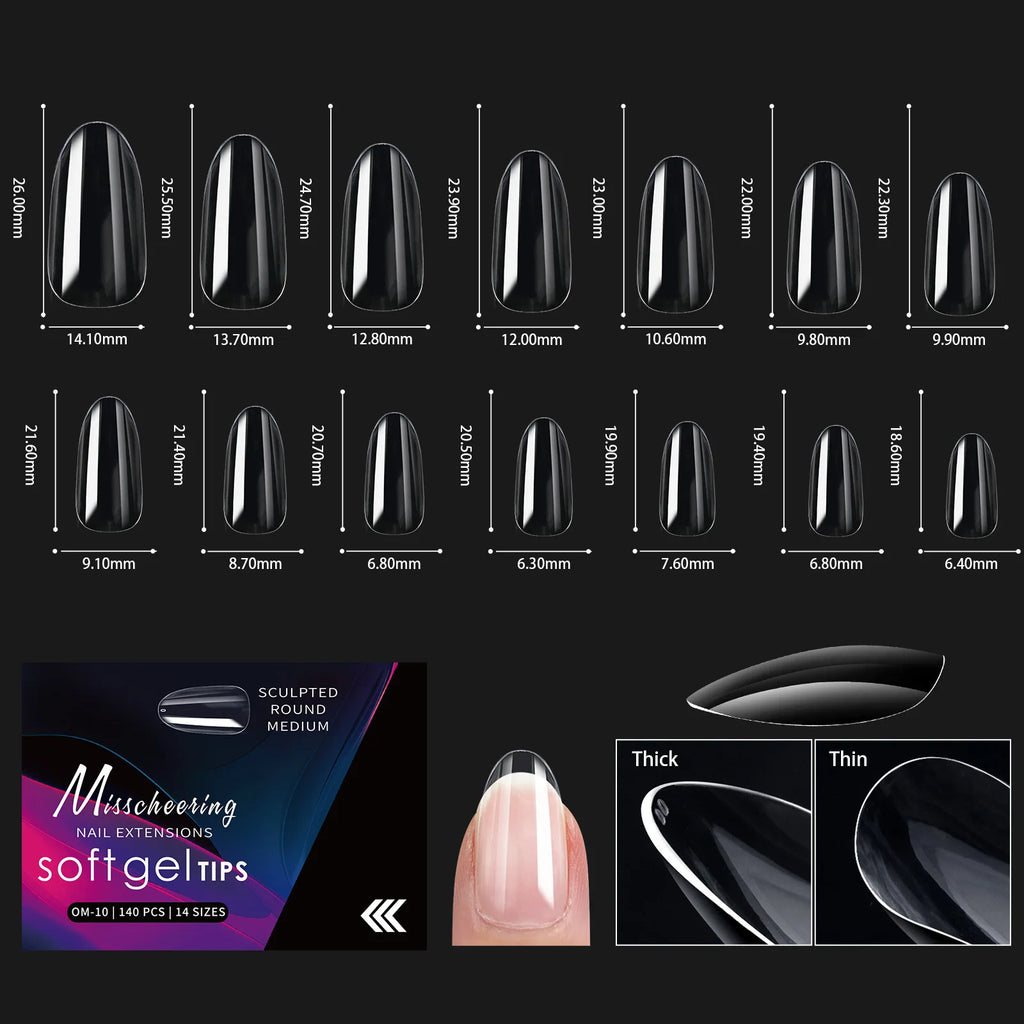 120/140 Uds. Puntas de uñas postizas de aguja de almendra extensión de uñas postizas suaves y transparentes para el hogar DIY salón de uñas manicura prensa en las uñas