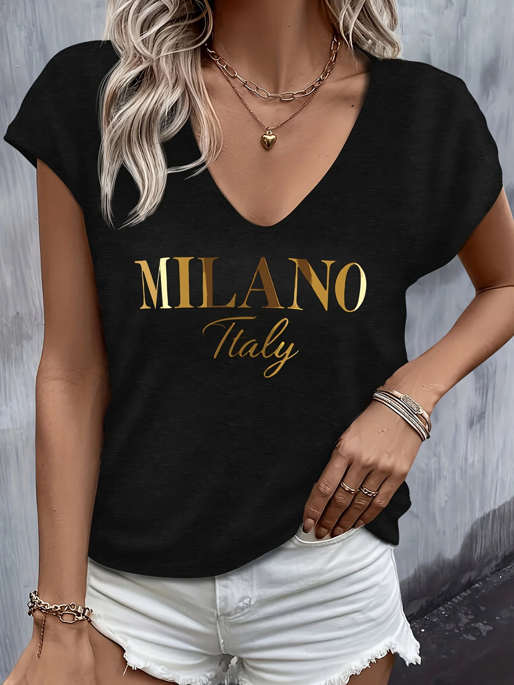 Camiseta holgada de Modal con cuello en V de manga corta para mujer, camiseta transpirable cómoda de manga corta de verano