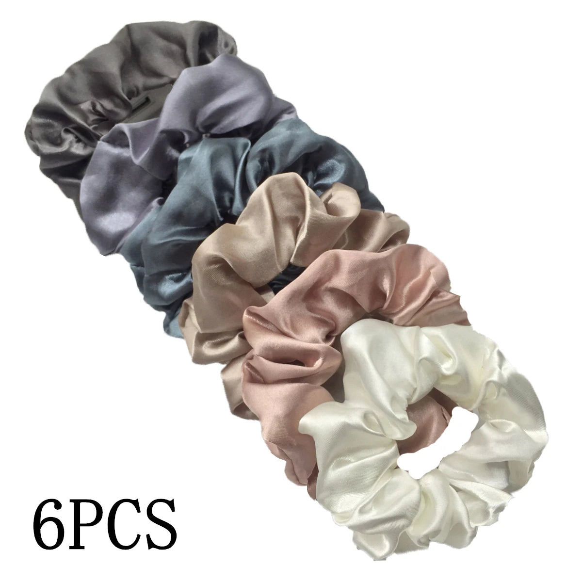 6 unids/lote, bandas para el pelo, lazos, cuerdas, soporte para cola de caballo para mujeres o niñas, accesorios, tocados de satén, Color sólido 100