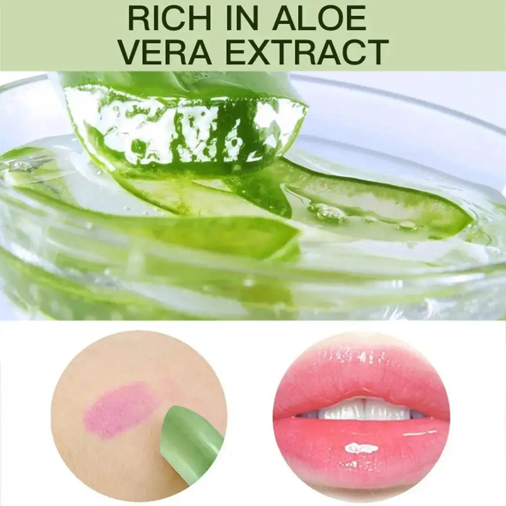 Lápiz labial de Aloe Vera que cambia de Color, bálsamo labial hidratante de larga duración, activado por temperatura, cuidado de labios nutritivo resistente a la decoloración