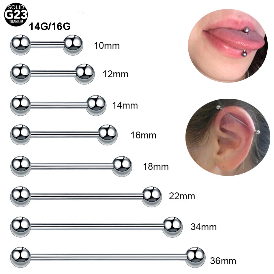 1 unidad G23 de titanio, barra recta, anillos para lengua, Piercing de hélice, tabique, pendiente de barra Industrial, Piercing, joyería corporal Sexy