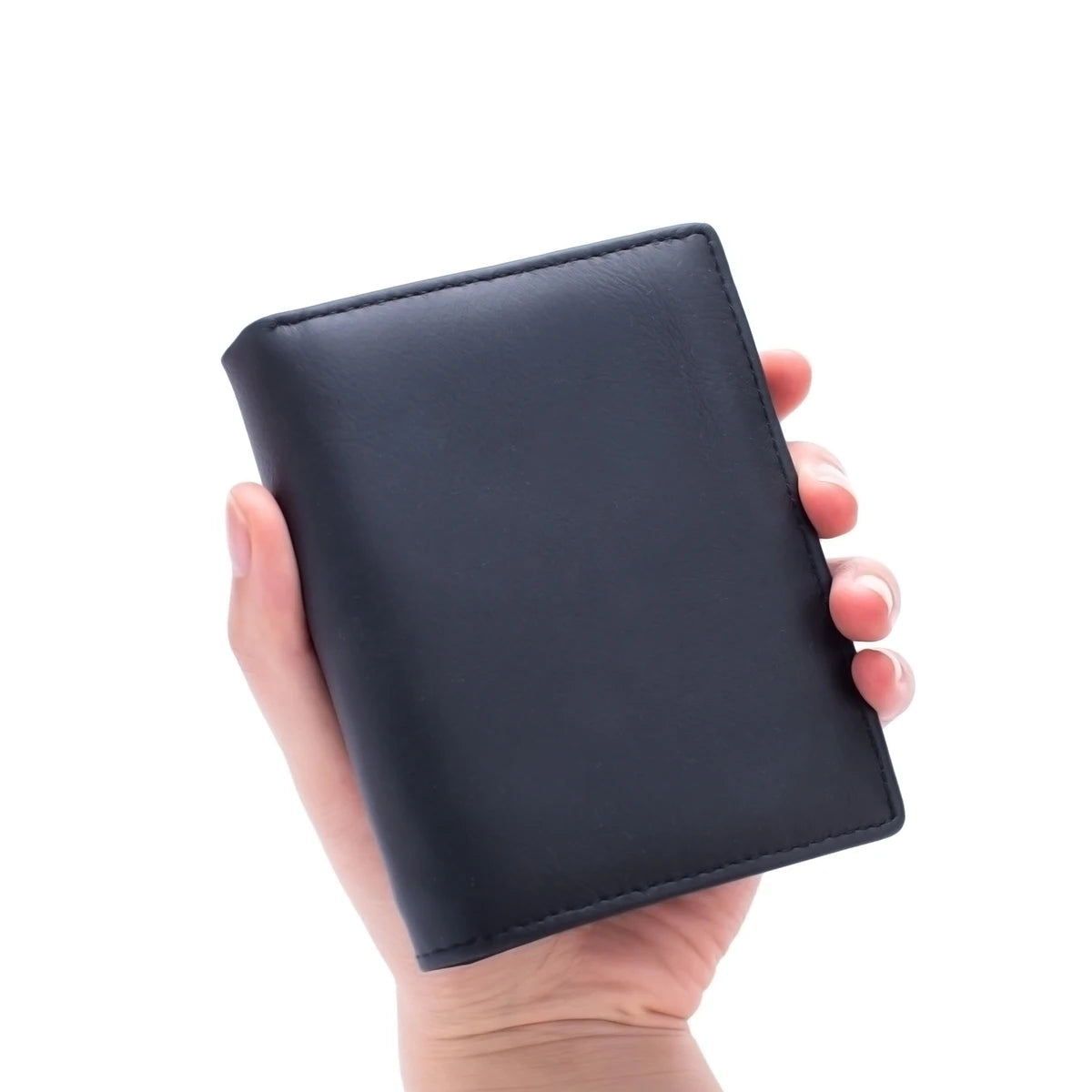 Cartera para hombre, billeteras de cuero genuino para hombre, monedero con cremallera, billeteras de negocios verticales, tarjetero antirrobo RFID, monedero