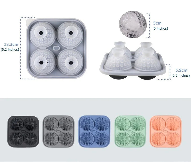 Bola de hielo de silicona para Golf, molde redondo para whisky, especial 4, rejilla de hielo para Golf, herramientas de cocina, molde de hielo reutilizable para whisky, moldes para hielo