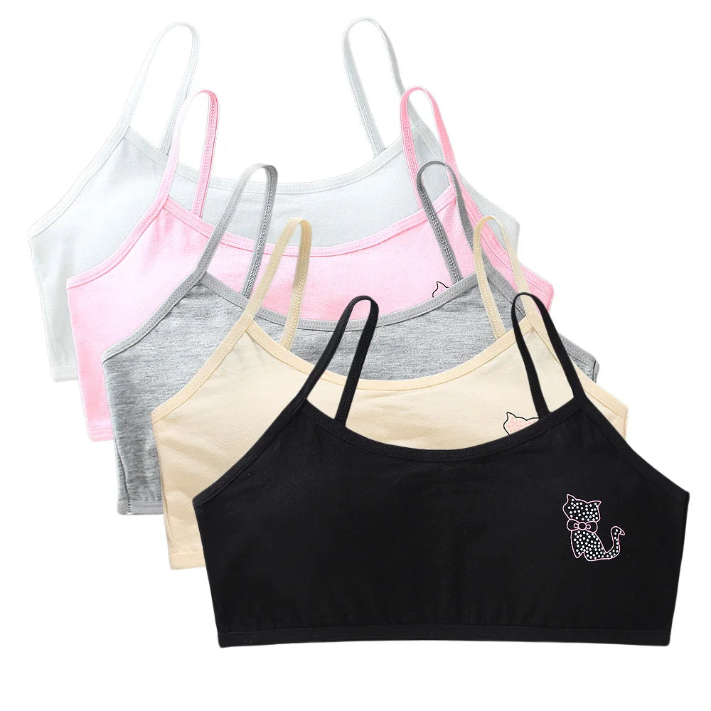 5 unids/lote Teeange niñas pequeñas sujetadores de entrenamiento Purbery School Girl Sujetador deportivo niños almohadilla para el pecho desmontable ropa interior niños Tops de tubo