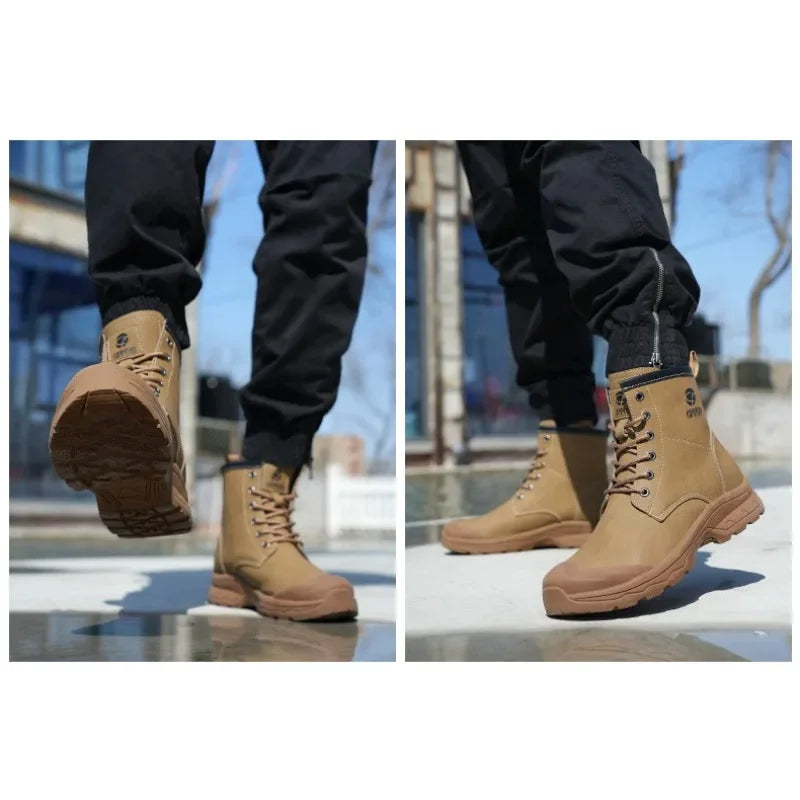 Botas de trabajo de microfibra de alta gama para hombre con puntera de acero para antigolpes y antipinchazos, antipinchazos de Kevlar
