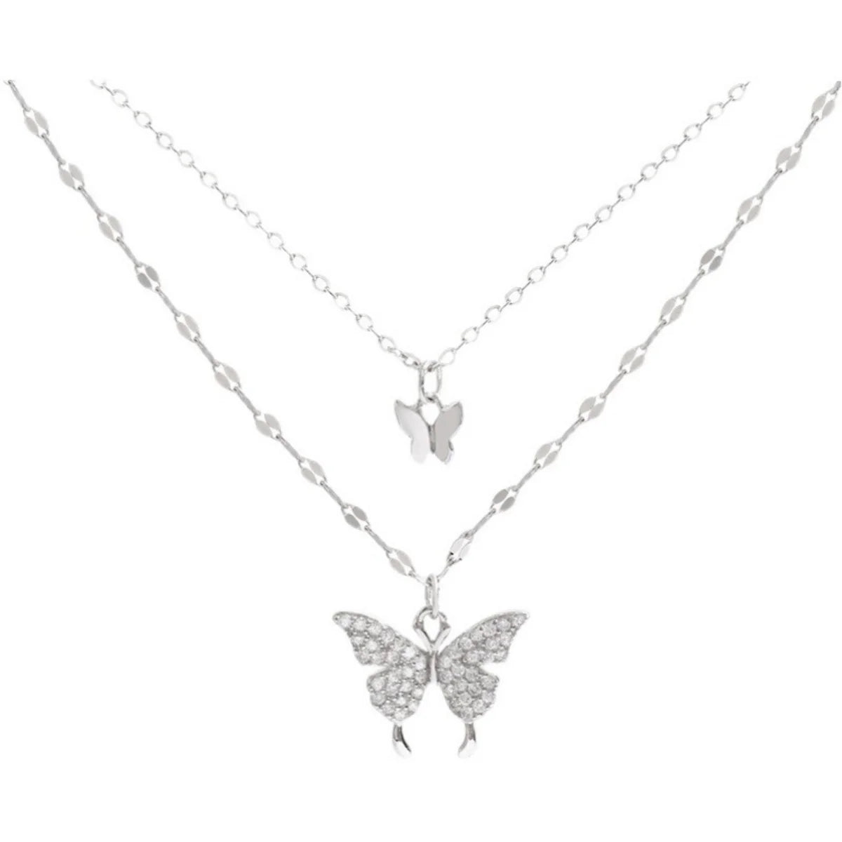 Nuevo collar de mariposa brillante para mujer, exquisito collar de cadena de clavícula de doble capa, joyería para regalo de mujer