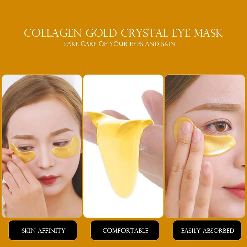 100 Uds = 50 pares de mascarilla de colágeno dorado para el cuidado de la piel antienvejecimiento anti ojeras eliminar la hinchazón parches hidratantes para los ojos cuidado de la piel