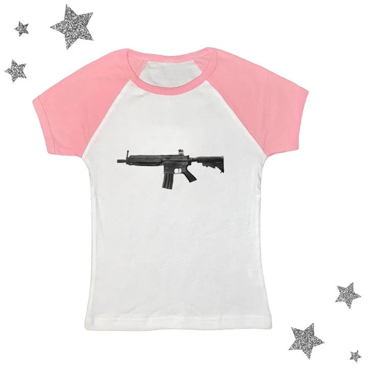 Rock Gothic Y2k Lace Tank Top Gun Harajuku Graphic Print Streetwear Sleeveless Top Punk Retro Sling Spicy Girls Hip Hop Crop top