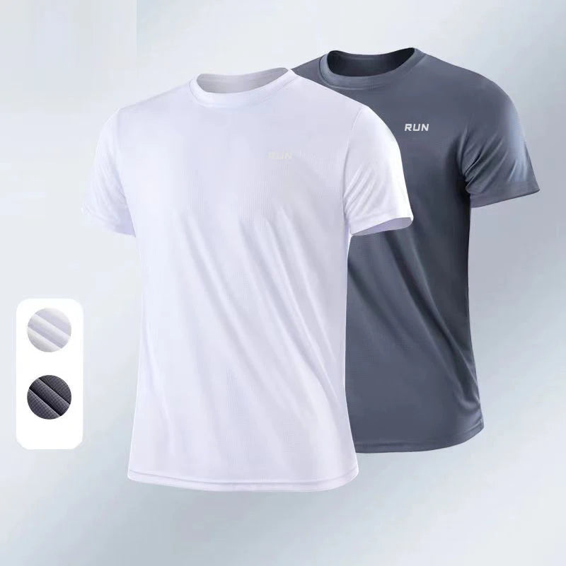 Camiseta deportiva de verano para hombre, camiseta atlética de manga corta con cuello redondo, poliéster, secado rápido, transpirable, ligera, para gimnasio, correr, culturismo, entrenamiento, fútbol, camisetas depo