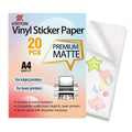 A4 8,3 x 11,7 pulgadas 20 piezas pegatina de vinilo imprimible mate papel de inyección de tinta y impresora láser Compatible con proyectos de bricolaje duraderos
