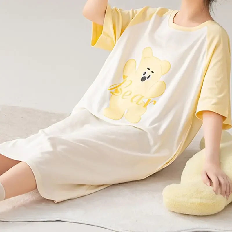 100% ALGODÓN! Camisón de verano para mujer de talla grande M-4XL, nuevo camisón antibacteriano HQ, camisón de manga corta, vestido informal
