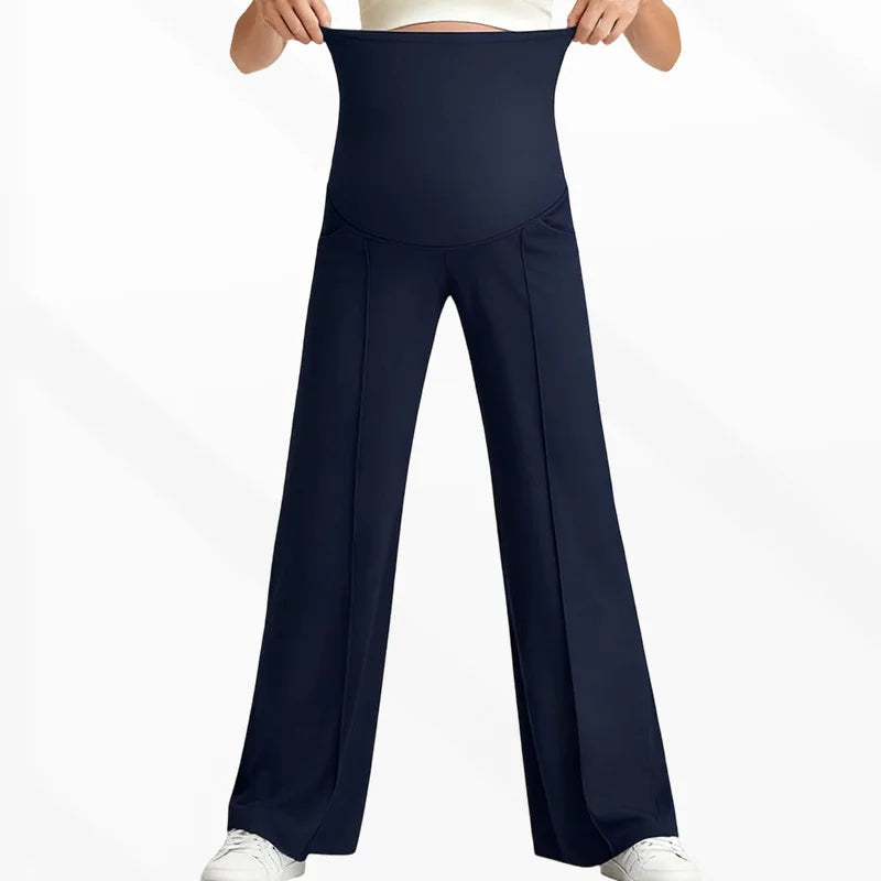 Pantalones rectos de maternidad de talla grande 2026 Otoño Invierno pantalones de pierna ancha de cintura alta para mujeres embarazadas ropa exterior pantalones sueltos Premama