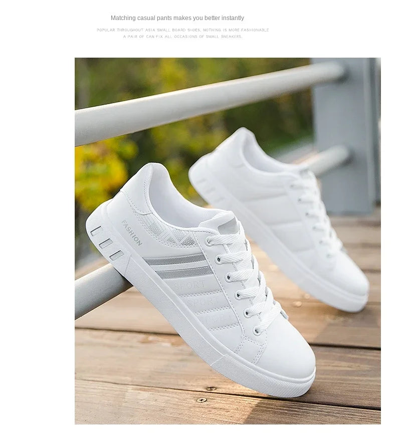 Zapatillas Casuales para Hombre 2026, Nuevas Zapatillas Blancas con Cordones a la Moda, Zapatos Deportivos Cómodos para Estudiantes, Tallas Grandes, Zapatillas Vulcanizadas