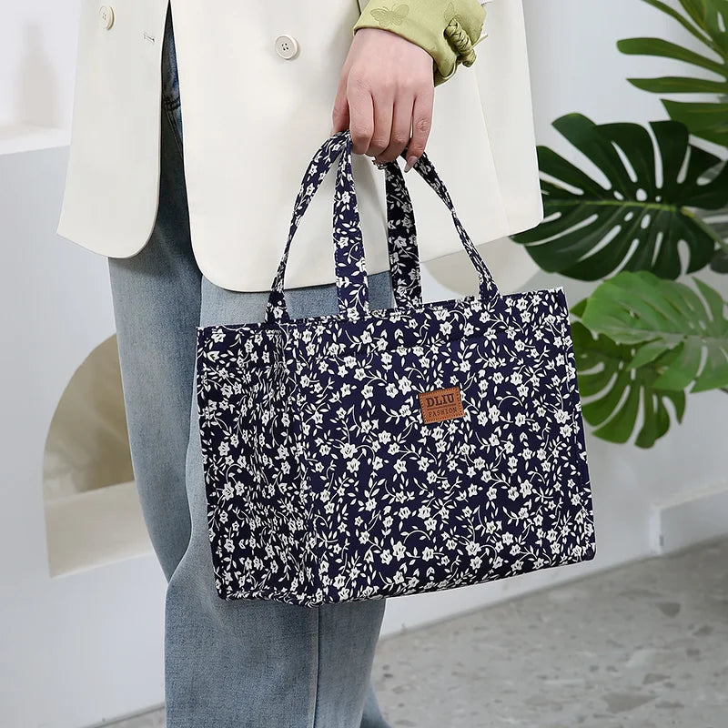 Bolso de mano grueso de gran capacidad con estampado de nailon de nuevo estilo, bolsa de almacenamiento para fiambrera semicerrada con cremallera portátil de trabajo, bolsa bento