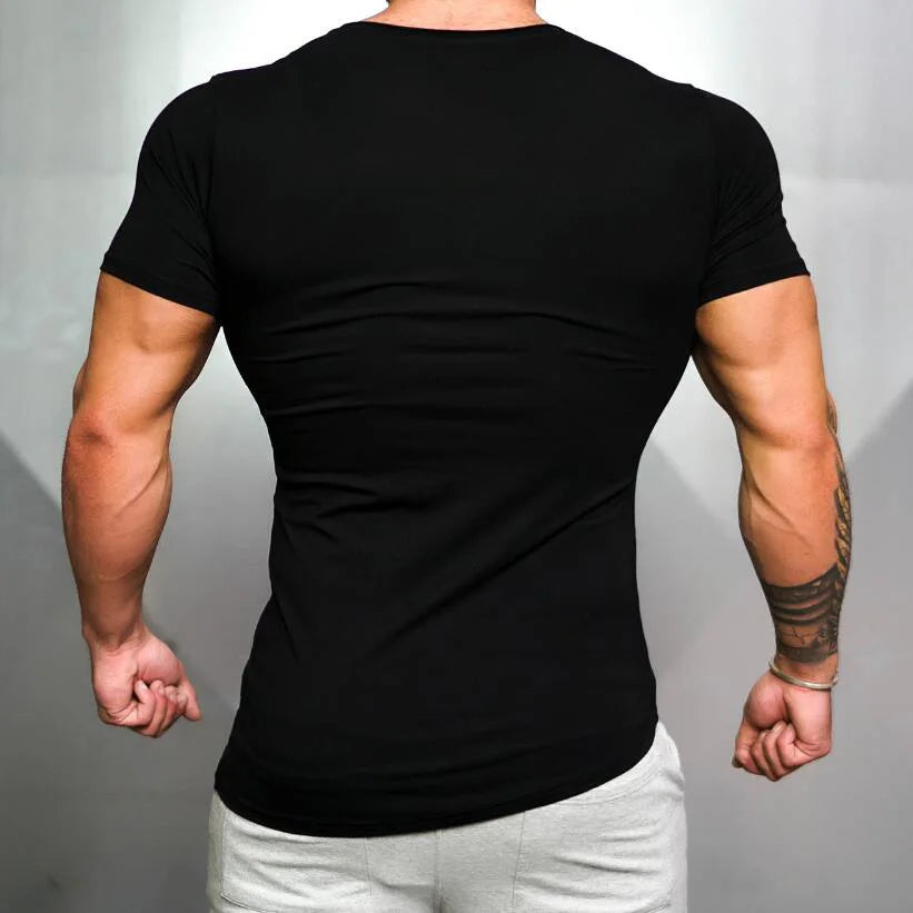 Camisetas deportivas de manga corta para correr para hombre, ropa deportiva ajustada transpirable de algodón para verano, camisetas musculares para gimnasio, culturismo y Fitness