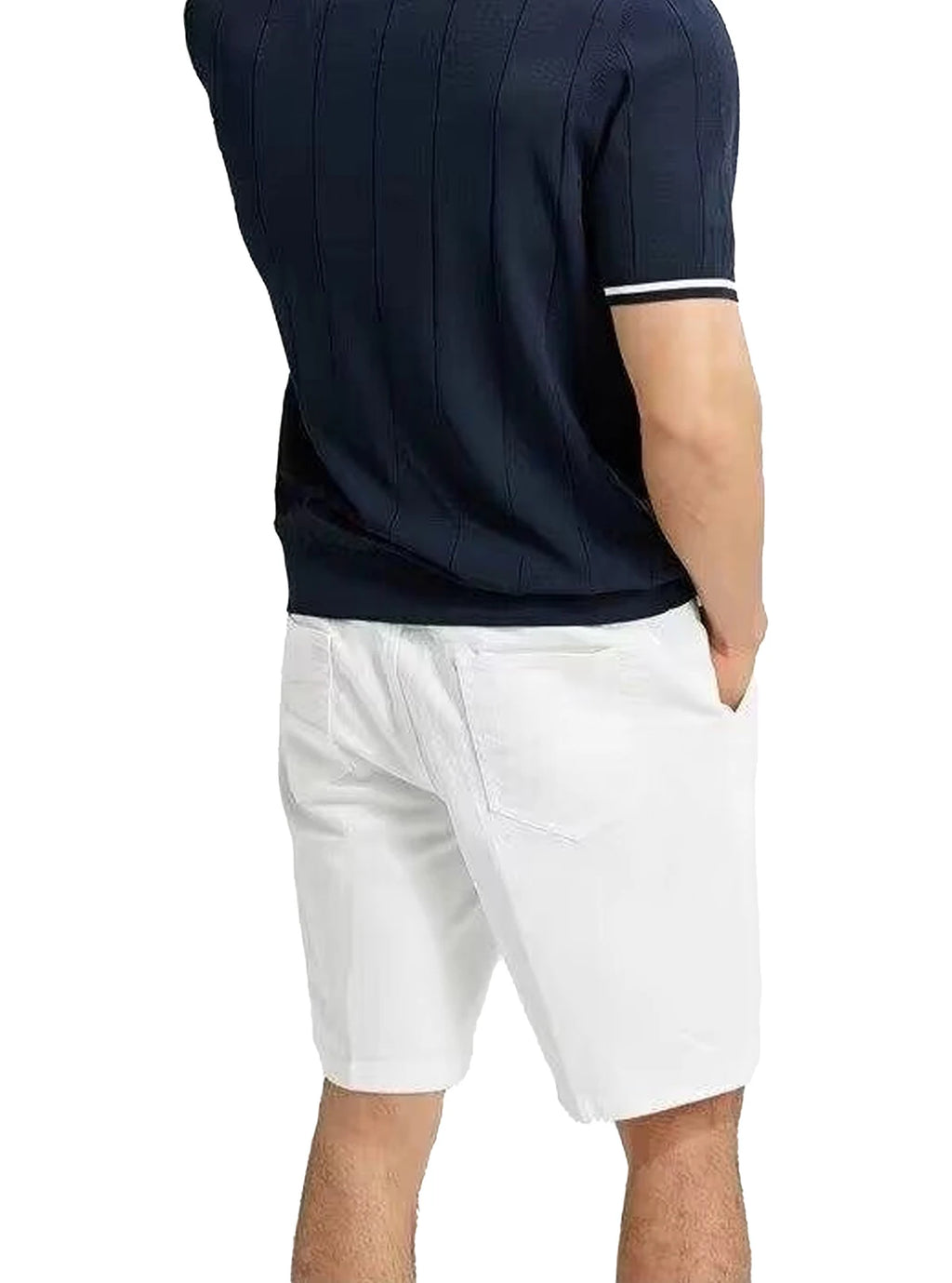 Camiseta Polo de Punto para Hombre CH, con Media Cremallera, Cuello Solapa, Manga Corta, Color Sólido, Casual, de Negocios, Transpirable, para Verano