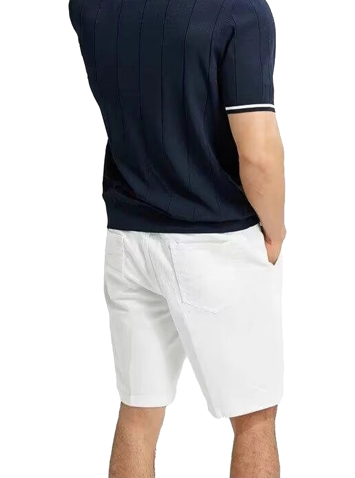 Camiseta Polo de Punto para Hombre CH, con Media Cremallera, Cuello Solapa, Manga Corta, Color Sólido, Casual, de Negocios, Transpirable, para Verano