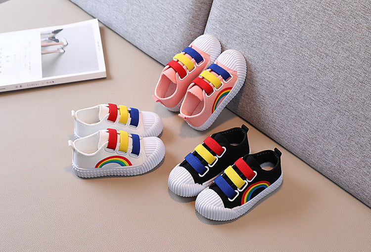 Zapatillas de deporte para niños, zapatos con gancho a la moda para niñas, zapatos de lona informales antideslizantes para estudiantes, zapatos planos de diseñador para primavera y otoño