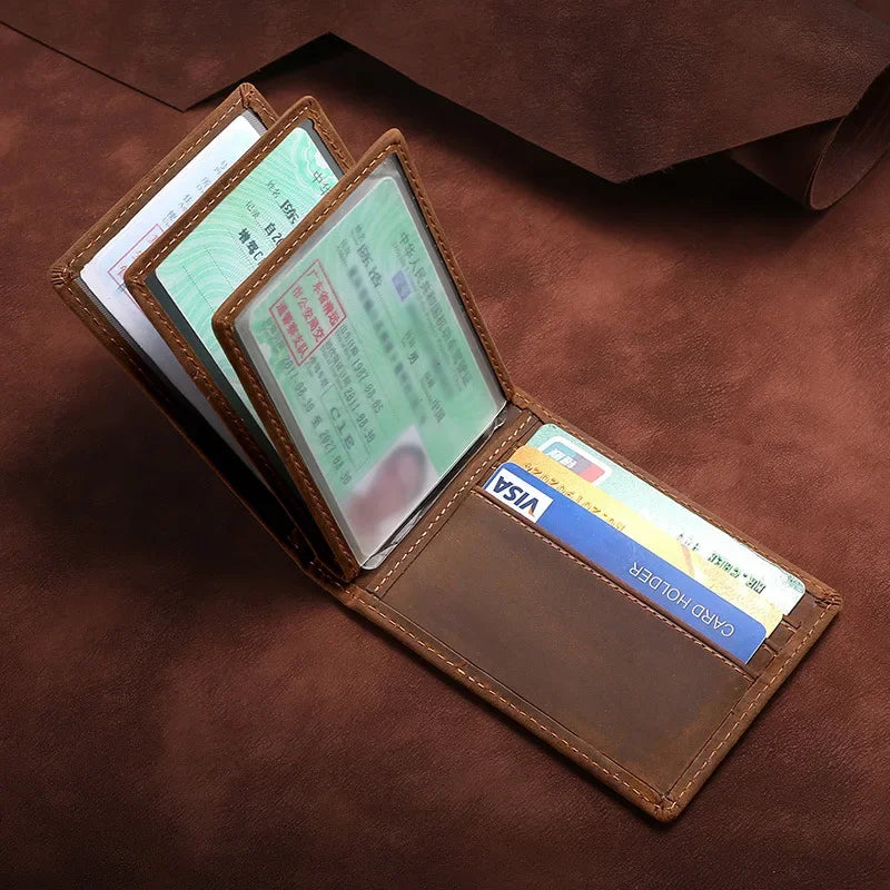 Tarjetero de cuero auténtico para hombre, cartera para documentos de coche, de alta calidad, para licencia de conducir, 8,2x10,5 cm