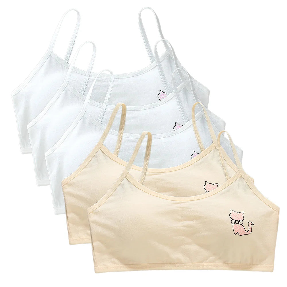 5 unids/lote Teeange niñas pequeñas sujetadores de entrenamiento Purbery School Girl Sujetador deportivo niños almohadilla para el pecho desmontable ropa interior niños Tops de tubo