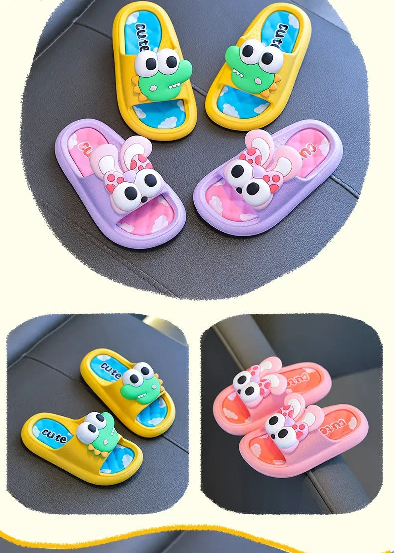 Zapatillas para niños con bonitos dibujos de verano 2025, cómodas zapatillas antideslizantes para exteriores, zapatos de baño suaves para interiores, sandalias de playa