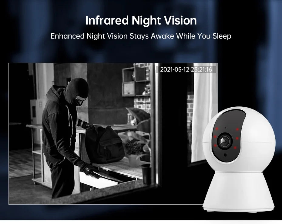 KERUI-minicámara IP inteligente Tuya de 5MP, videocámara inalámbrica para interiores, con WiFi, detección humana de IA, vigilancia CCTV, Monitor de bebé