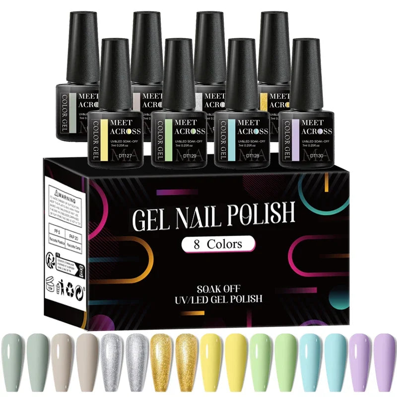 8 unids/set de esmalte de uñas de Gel fluorescente, barniz de Gel semipermanente colorido para decoración de uñas, suministros de manicura para uñas