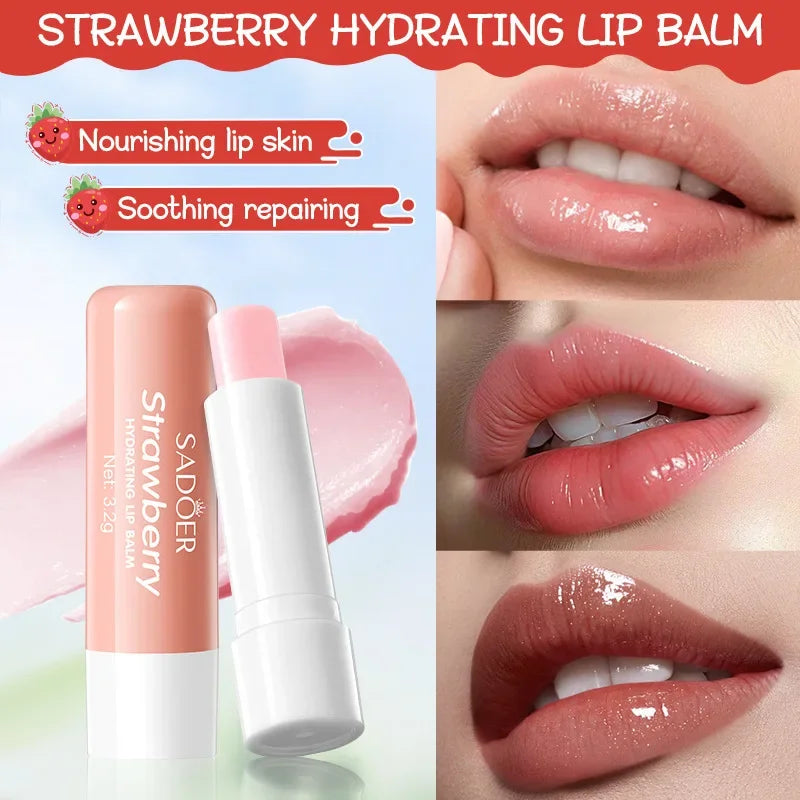 Crema nutritiva de fresa para manos, bálsamo labial, juegos de cuidado de la piel, hidratante, labios regordetes, lápiz labial de frutas, labios regordetes, cuidado de la piel de las manos
