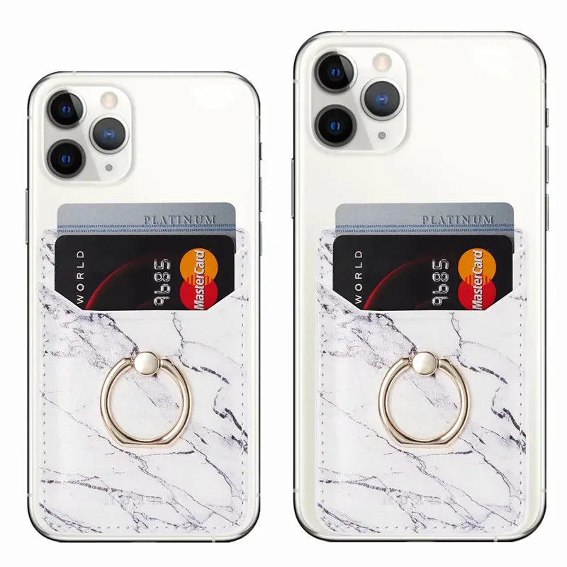 Tarjetero de cuero adhesivo 3M adhesivos tarjeta de identificación de crédito teléfono móvil bolsillo trasero funda tipo billetera pegatina soporte para teléfono Suporte Celular