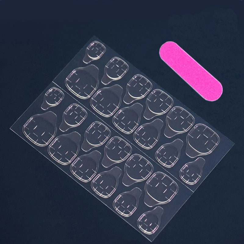 24 uñas postizas en forma de ataúd + 1 lima de uñas + 1 pegamento de gelatina