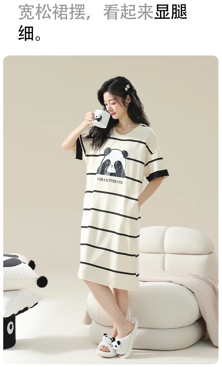 100% ALGODÓN! Camisón de verano para mujer de talla grande M-4XL, nuevo camisón antibacteriano HQ, camisón de manga corta, vestido informal