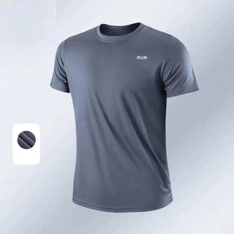 Camiseta deportiva de verano para hombre, camiseta atlética de manga corta con cuello redondo, poliéster, secado rápido, transpirable, ligera, para gimnasio, correr, culturismo, entrenamiento, fútbol, camisetas depo