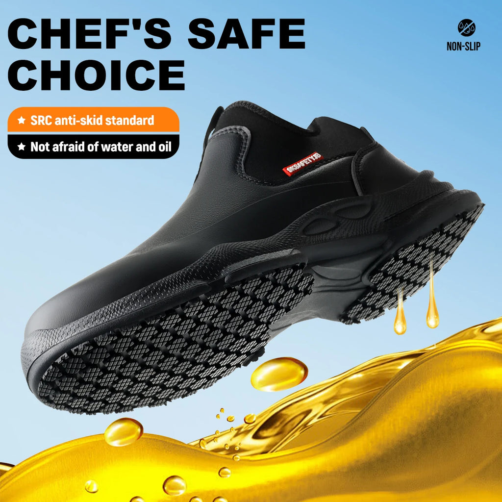 Zapatos de trabajo para Chef para hombre, calzado de cocina antideslizante resistente al aceite, zapatos de seguridad cómodos para restaurante, zapatos de cocina impermeables