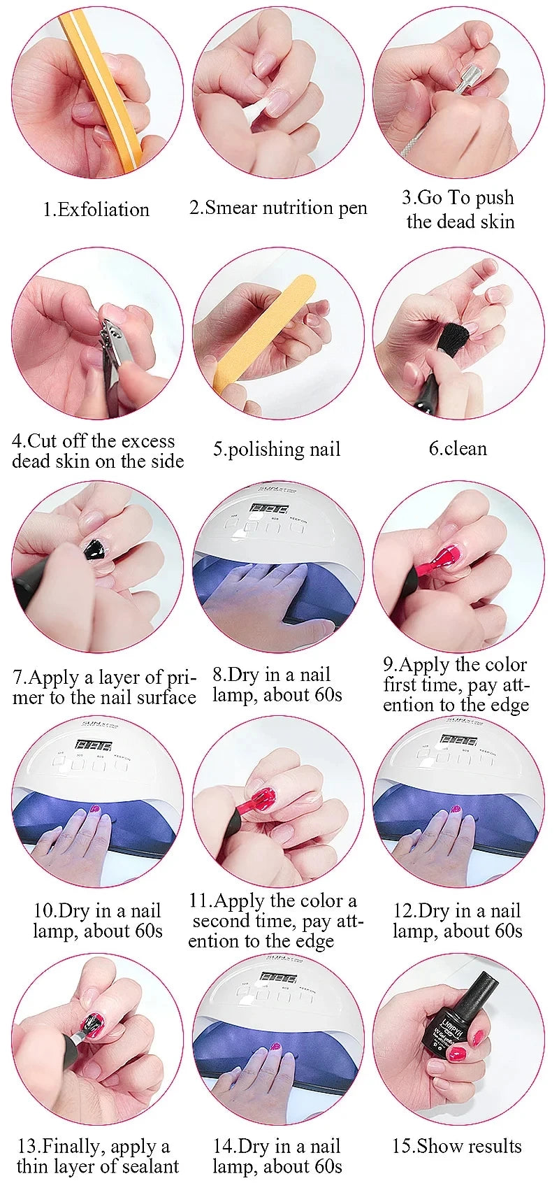 Kit de esmalte de uñas, Kit de uñas acrílico, juego de Gel de uñas de polietileno con lámpara de uñas, extensión de uñas, Gel de brillo, juego de herramientas de manicura de Gel de construcción UV