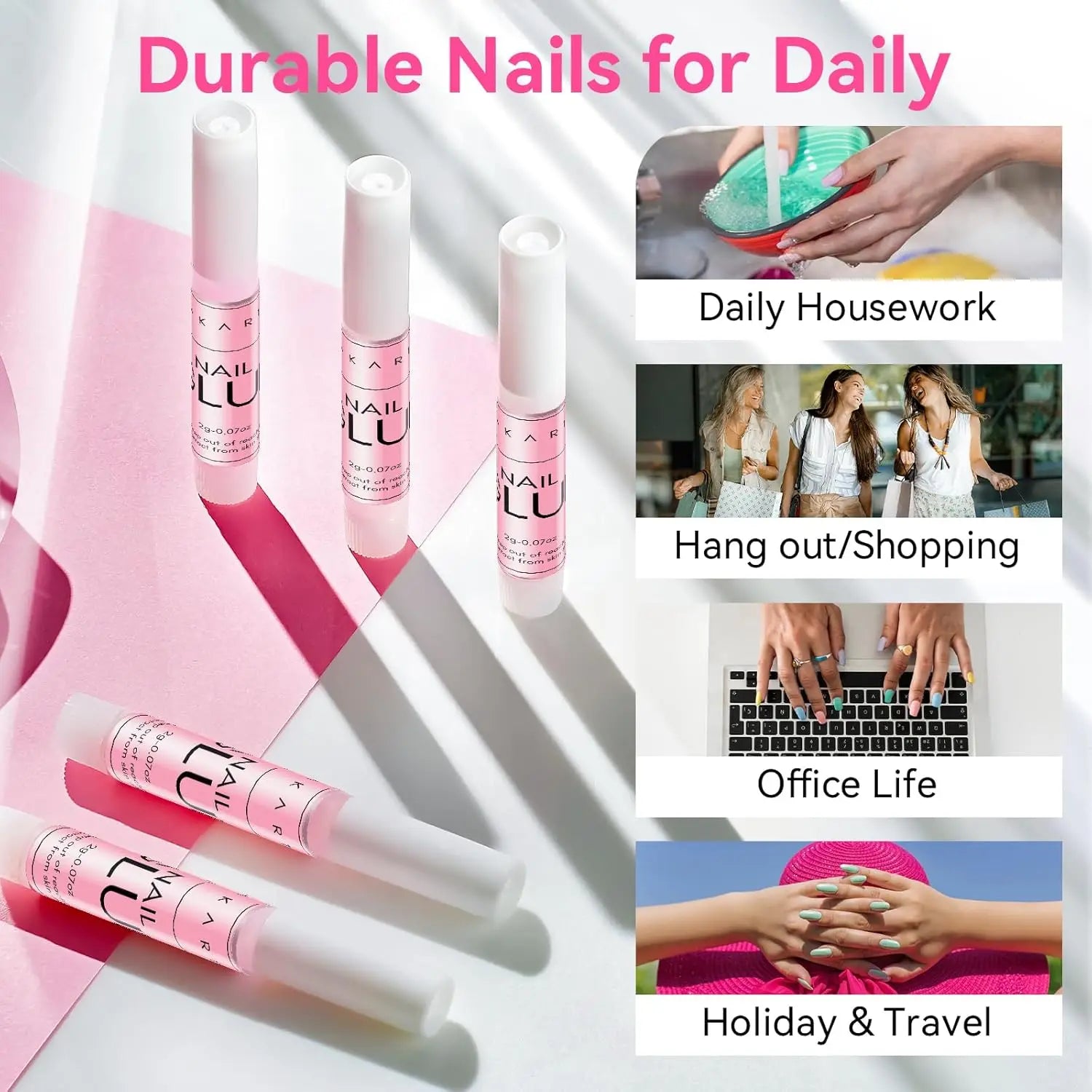 Pegamento para Uñas Makartt Super Fuerte para Uñas Acrílicas, Uñas Postizas, Adhesivo Profesional para Puntas de Uñas, Pegamento para Uñas Adhesivas
