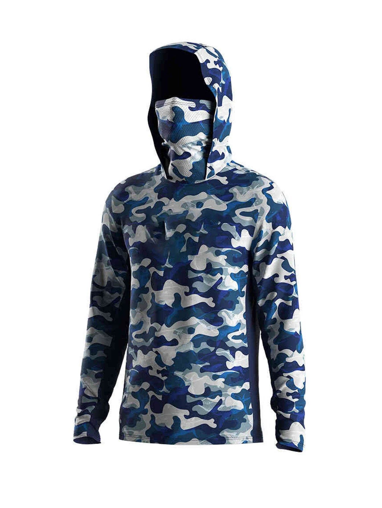 Camisetas de Pesca de Manga Larga con Capucha UPF 50+, Camisetas con Protección Solar, Jersey con Máscara Facial para Hombre, Ropa de Pesca