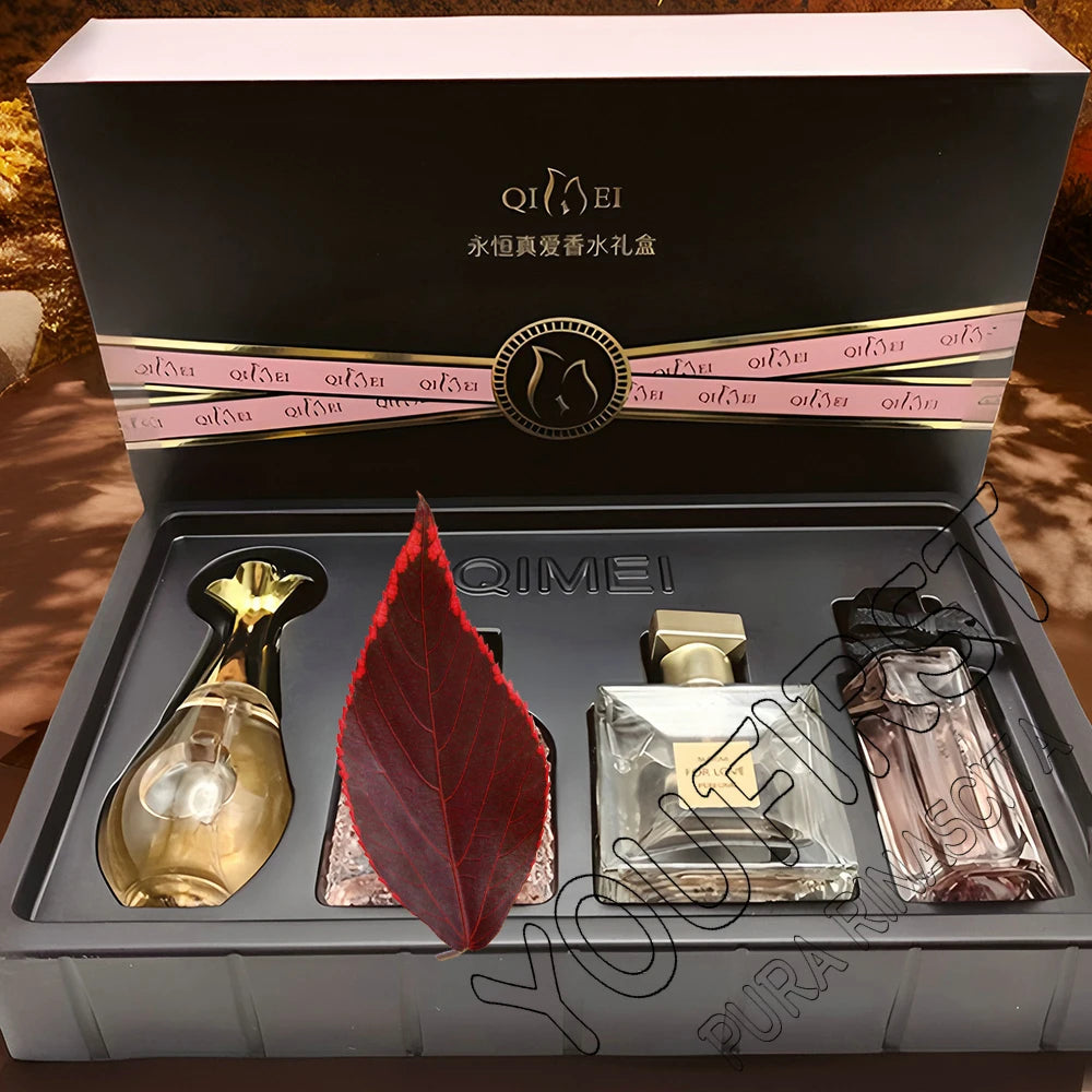 Perfume de Marca de Lujo para Mujer, Eau de Parfum, Caja de Regalo de 4 Piezas, 100 ml, Perfumes de Mujer, Aroma Floral Frutal Fresco y Natural en Spray