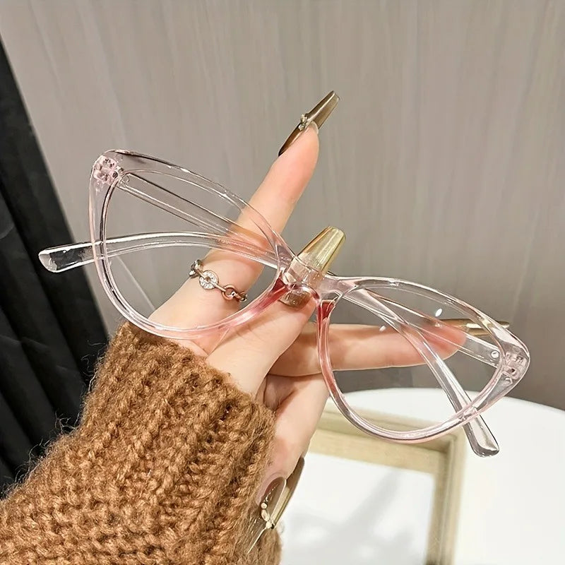 Gafas de vestir a la moda con lentes planas para mujer, ojo de gato, adecuadas para ropa diaria y fotografía callejera