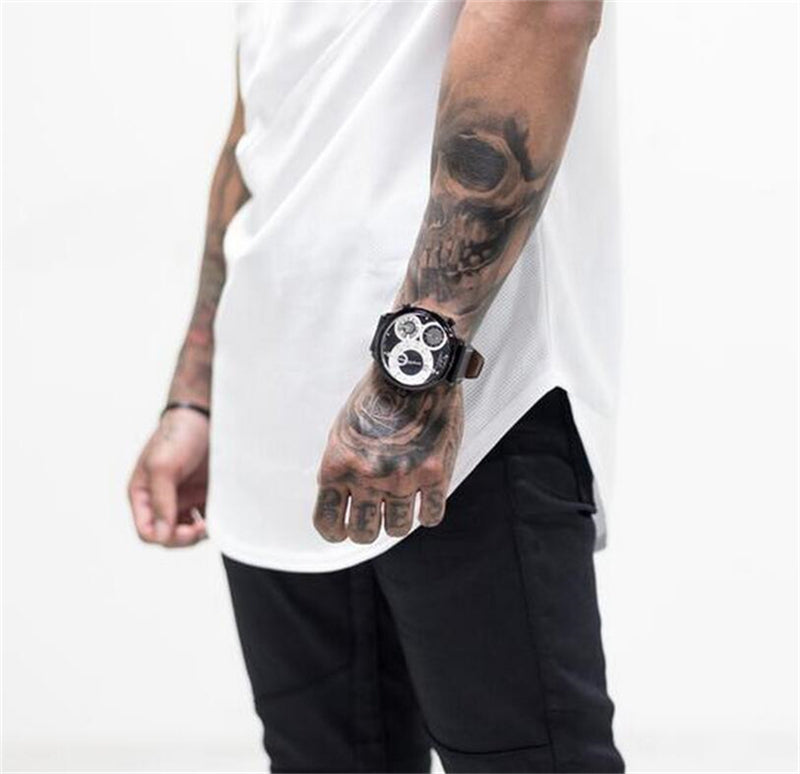 Camiseta musculosa para hombre, camisetas para gimnasio, culturismo, Fitness, Tops de algodón de retales, camiseta ajustada de malla, Camiseta deportiva de algodón de manga corta