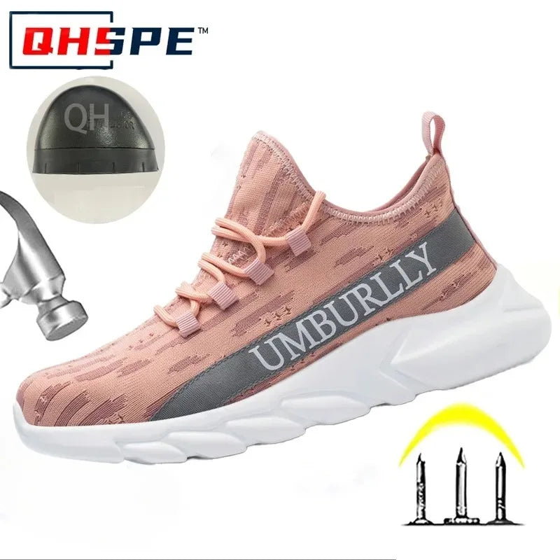 Zapatos de protección laboral para mujer, antigolpes, antiperforación, ligeros, transpirables, duraderos, cómodos zapatos de trabajo