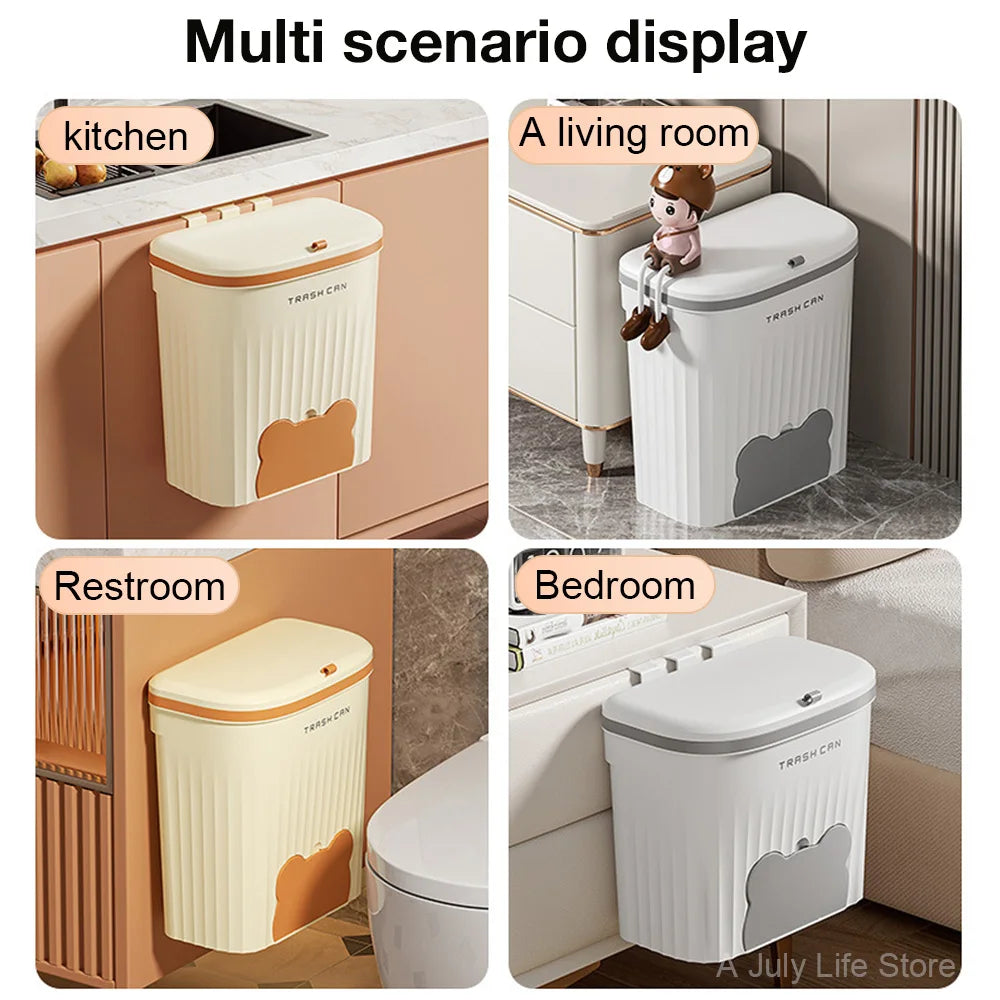 Cesta de basura de cocina de 8,5/12L, cubo de basura montado en la pared con tapa, cubo de basura para baño, cubo de basura para gabinete debajo del fregadero, cubo de Compost